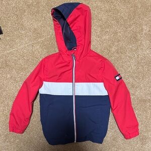 Tommy Hilfiger Red, White & Navy Colorblock Hooded Jacket for Toddler